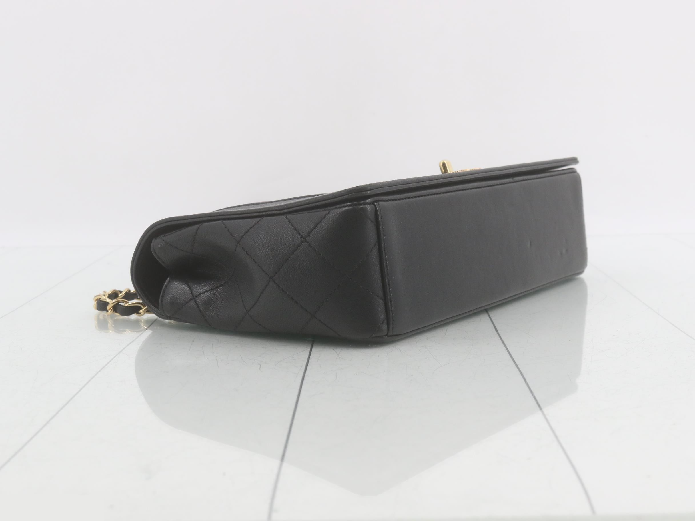 Leather Turnlock Double Chain Shoulder Bag — view 5