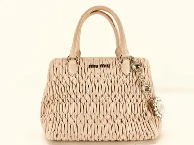 Matelassé Nappa Crystal Leather 2-Way Handbag Pink 5BA067 Handbag