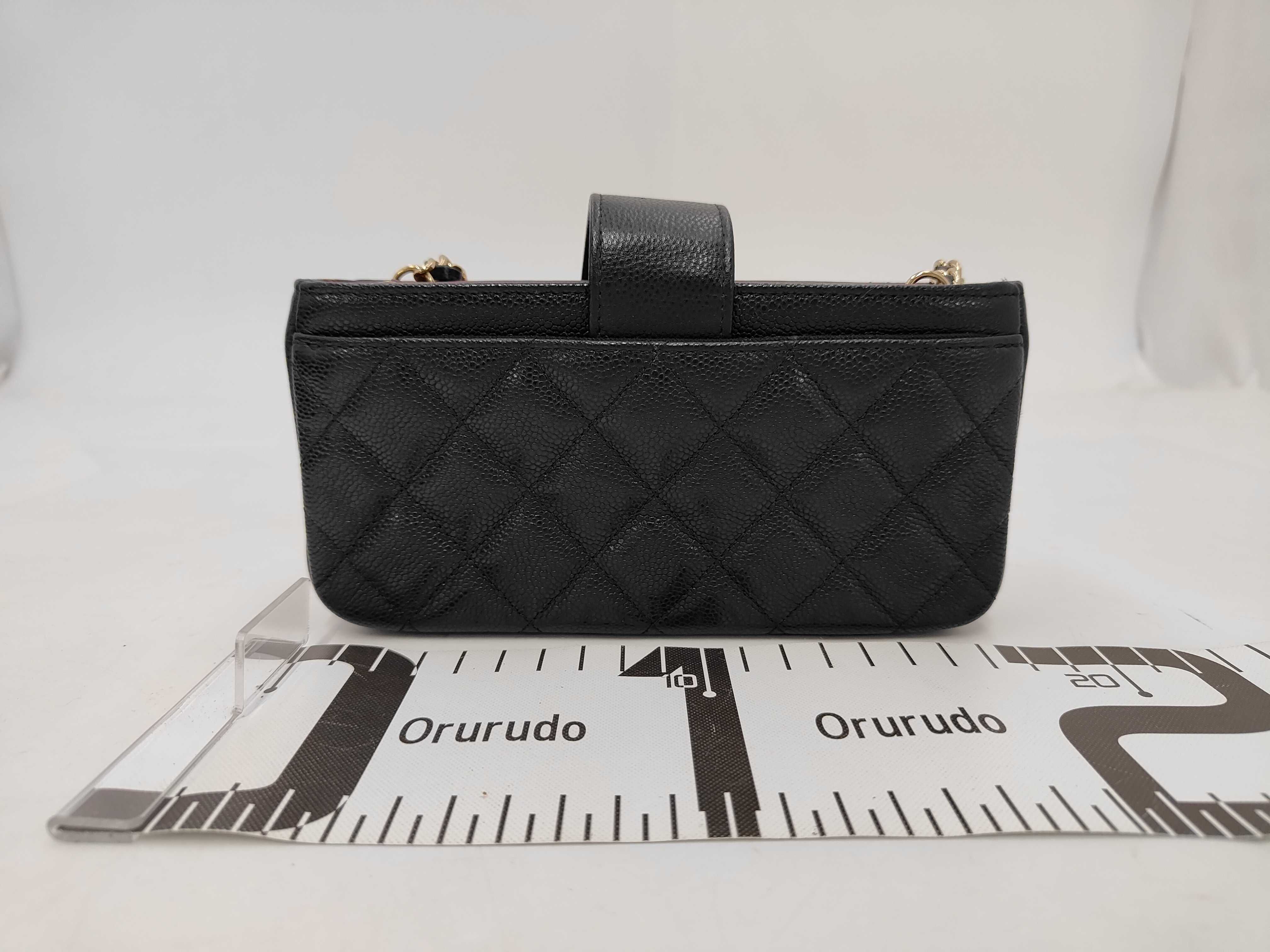 SLG CAVIAR SKIN PHONE CASE CHAIN SHOULDER BLACK MICROCHIP AP2916 XKGEHXLJ Shoulder Bag — view 2