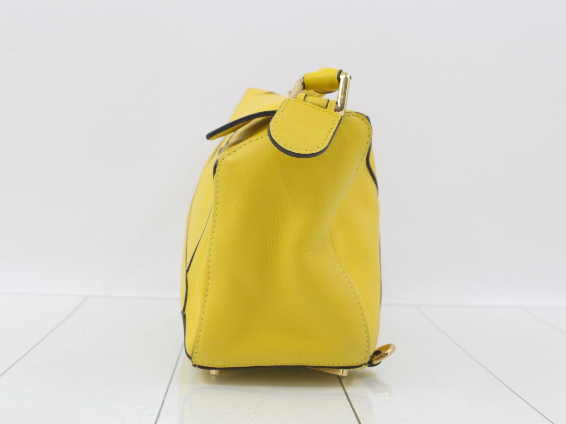 Puzzle Leather 2-Way Handbag, Yellow — view 3