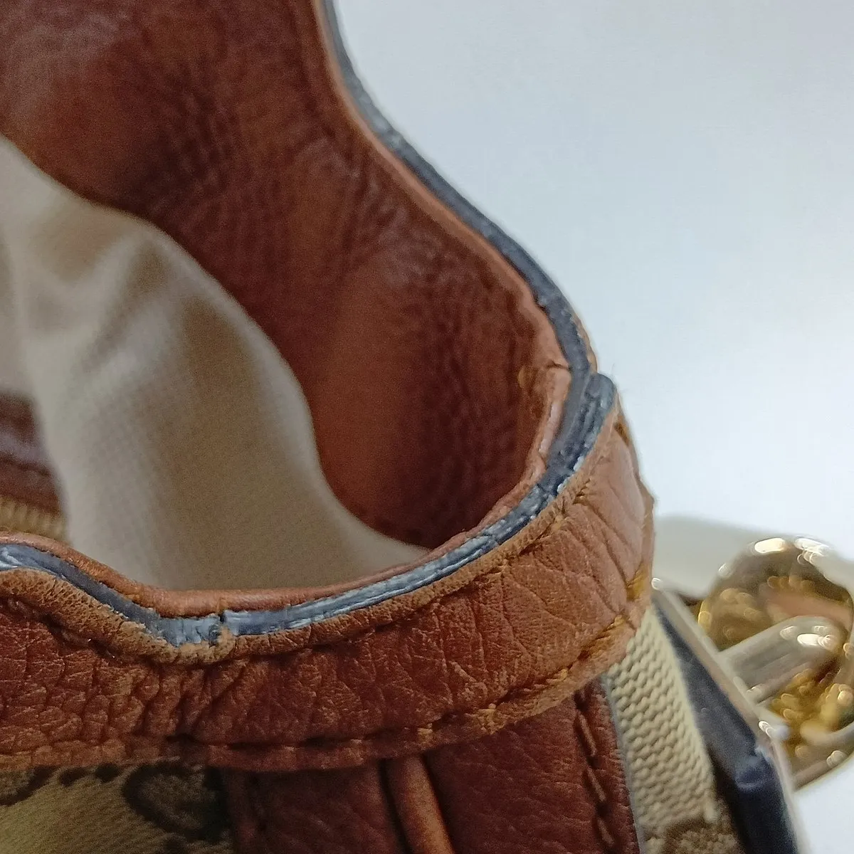 GG Canvas 269949 Canvas x Leather Shoulder Bag Beige x Brown — view 10