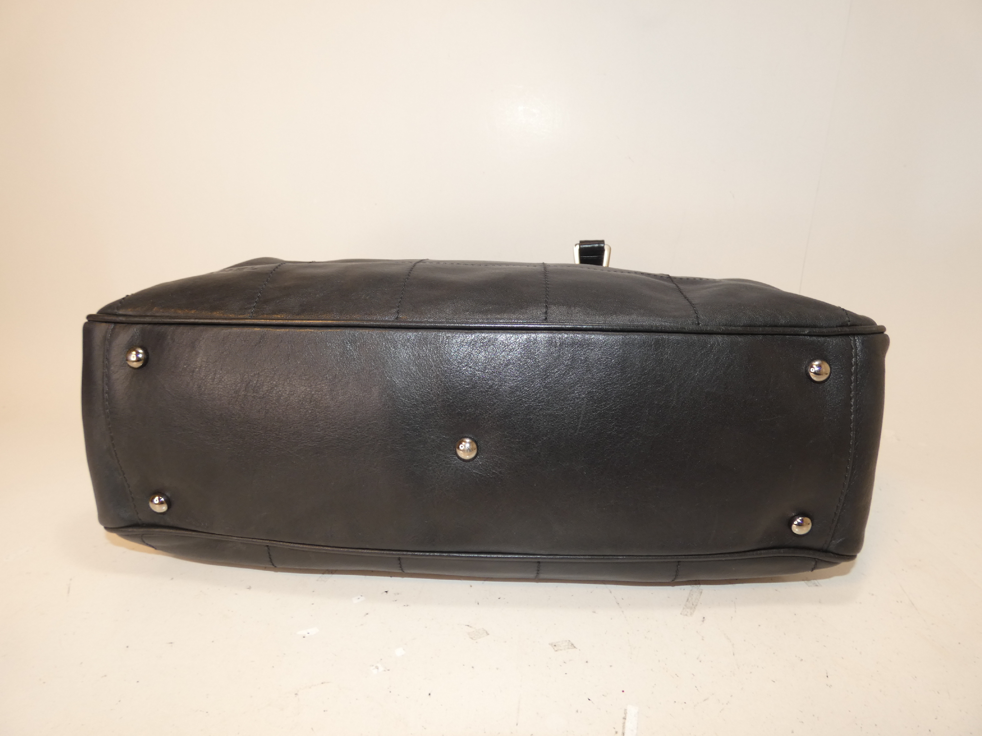 Chocolate Bar Black Leather Boston Handbag — view 6