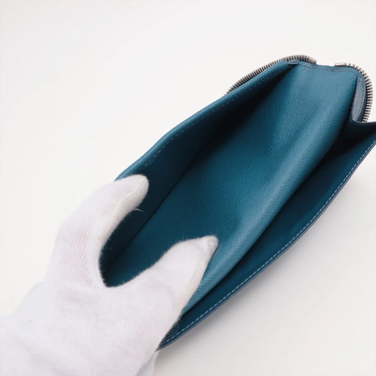 Epi Zippy Vertical M60966 CA5116 Blue Round Zip Wallet with Initial Zipper Lane Crack — view 5