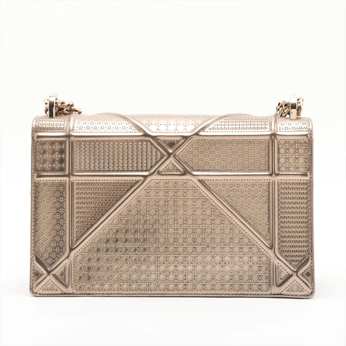 Diorama Leather Chain Shoulder Bag, Gold — view 2