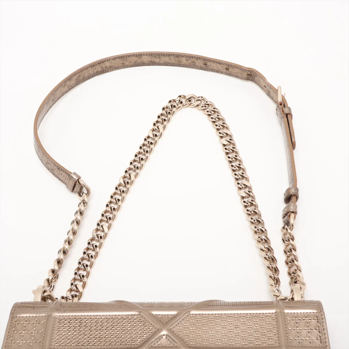 Diorama Leather Chain Shoulder Bag, Gold — view 6
