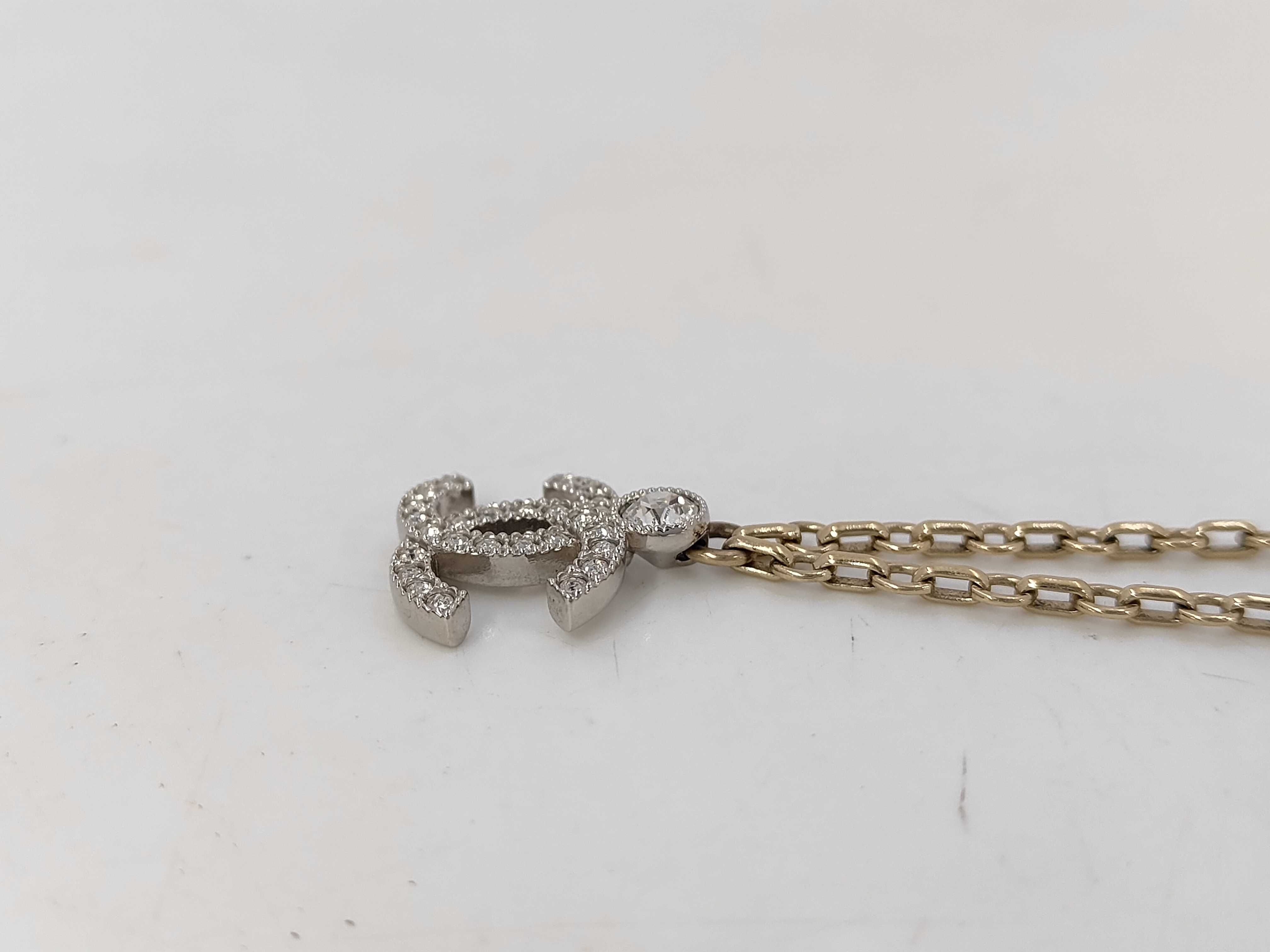 Coco Mark Silver x Gold Rhinestone Necklace — view 3