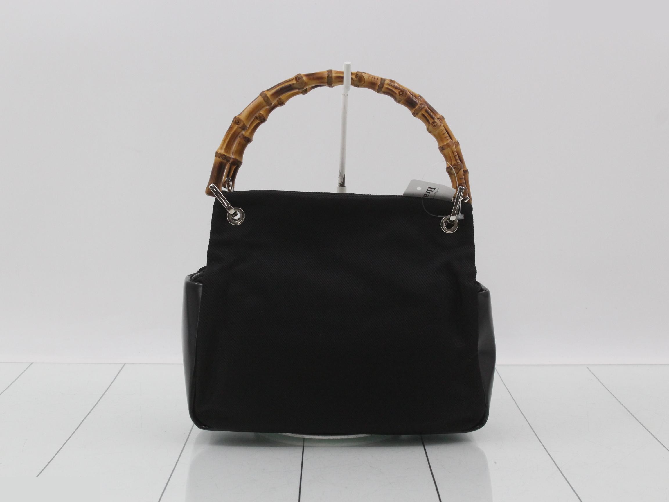 Bamboo Handbag, Black Canvas — view 2