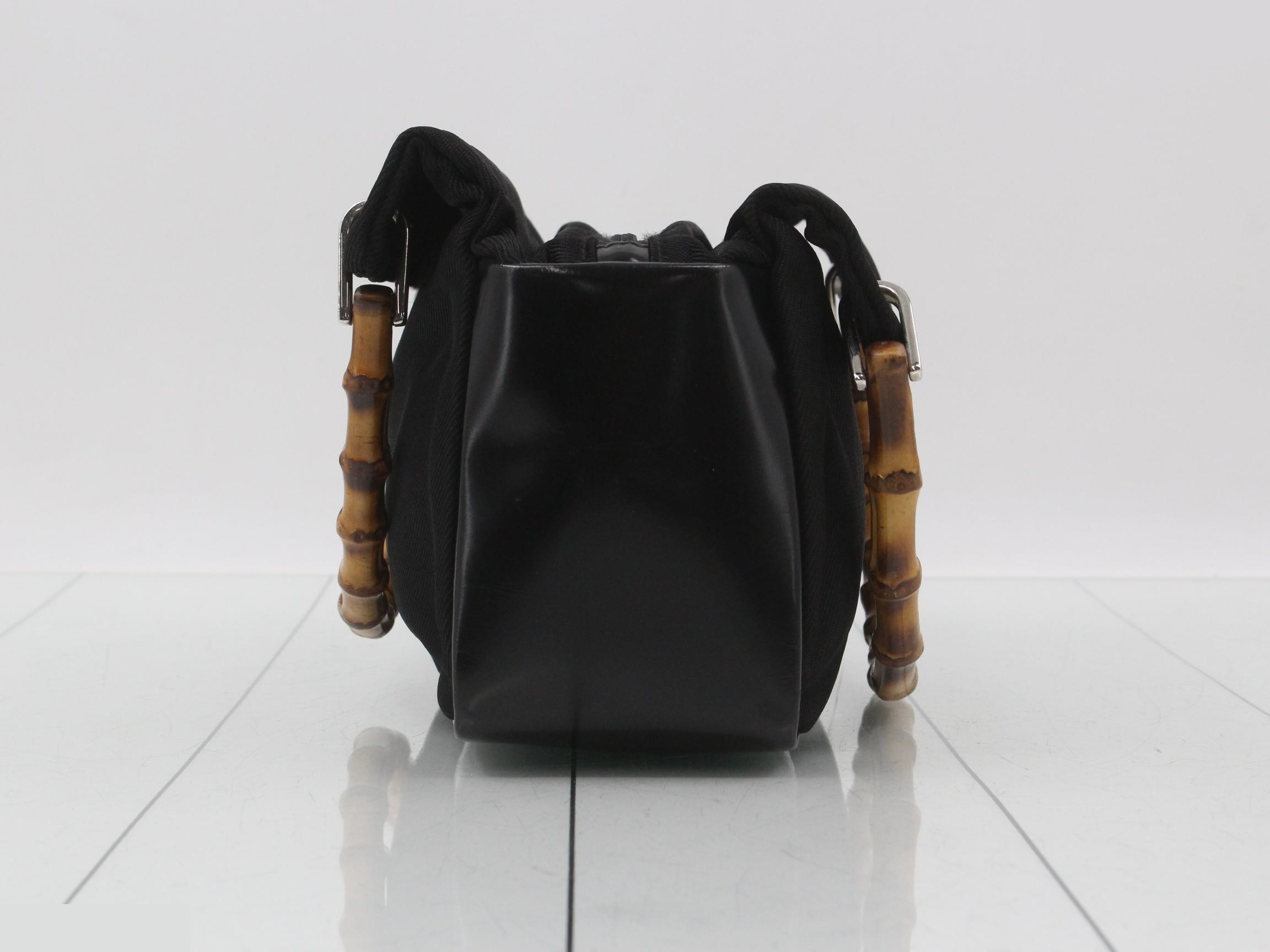 Bamboo Handbag, Black Canvas — view 3