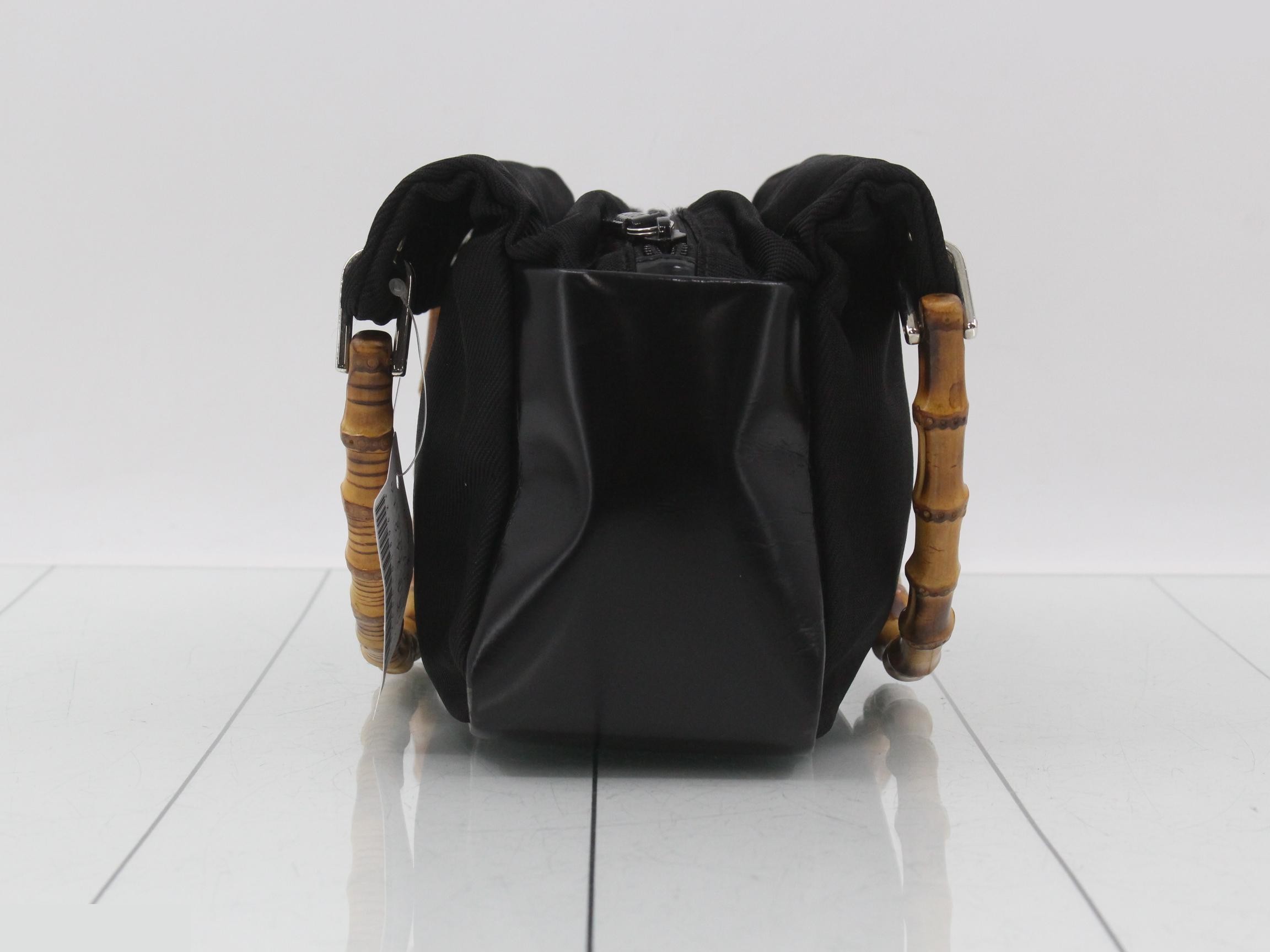 Bamboo Handbag, Black Canvas — view 4