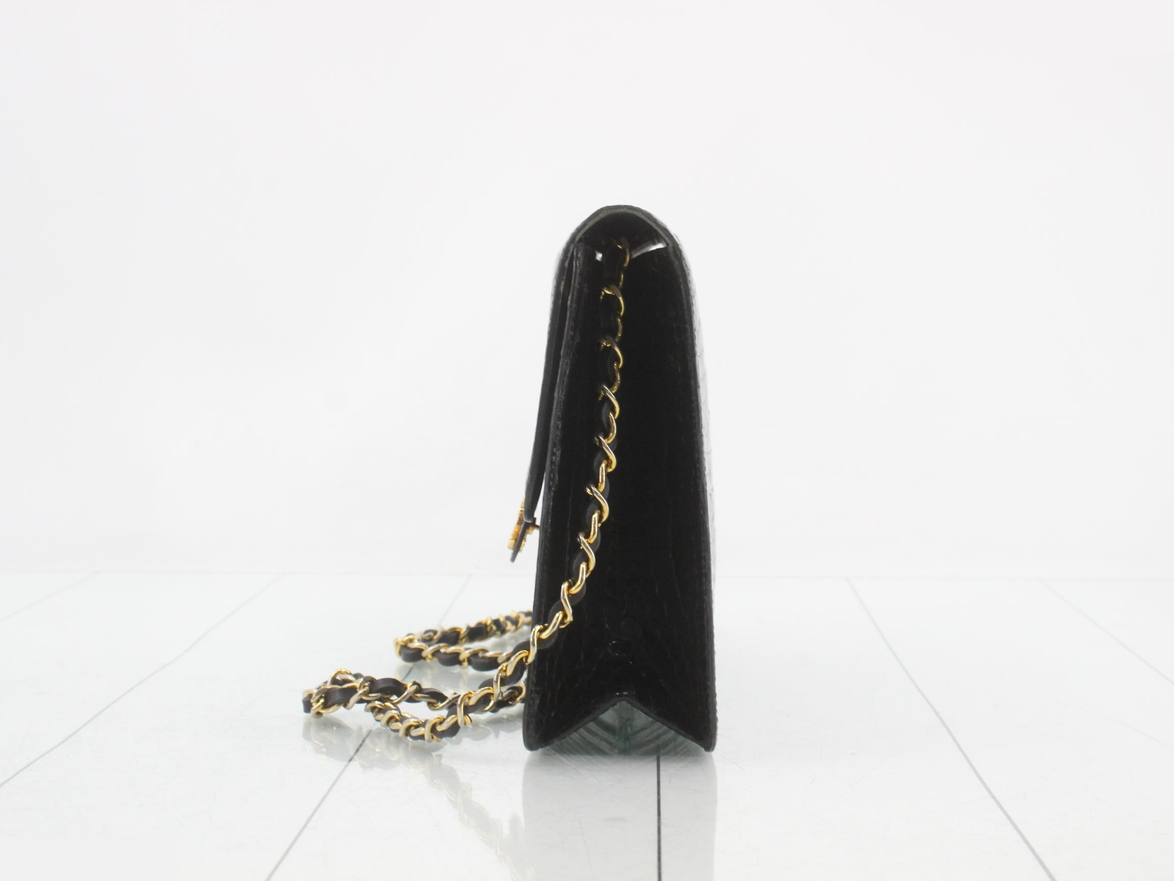 Crocodile Push-Lock Chain Shoulder Bag — view 3