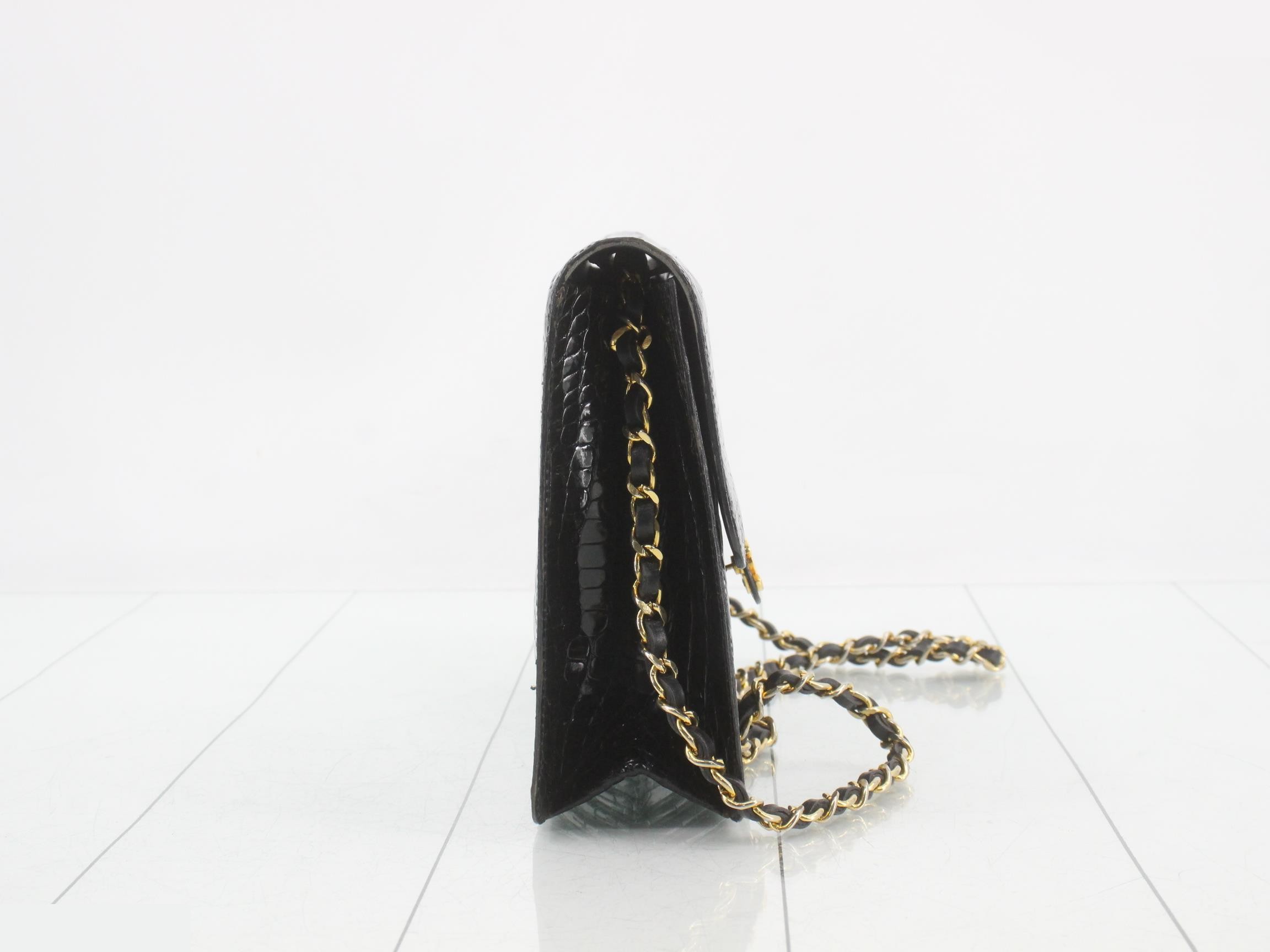 Crocodile Push-Lock Chain Shoulder Bag — view 4