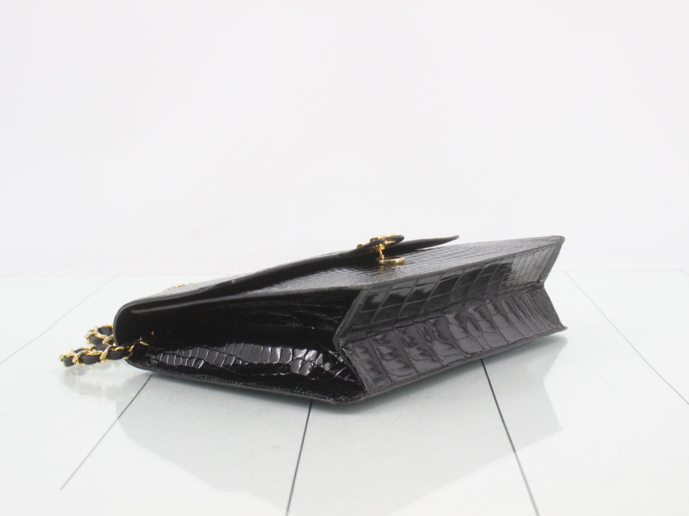 Crocodile Push-Lock Chain Shoulder Bag — view 5