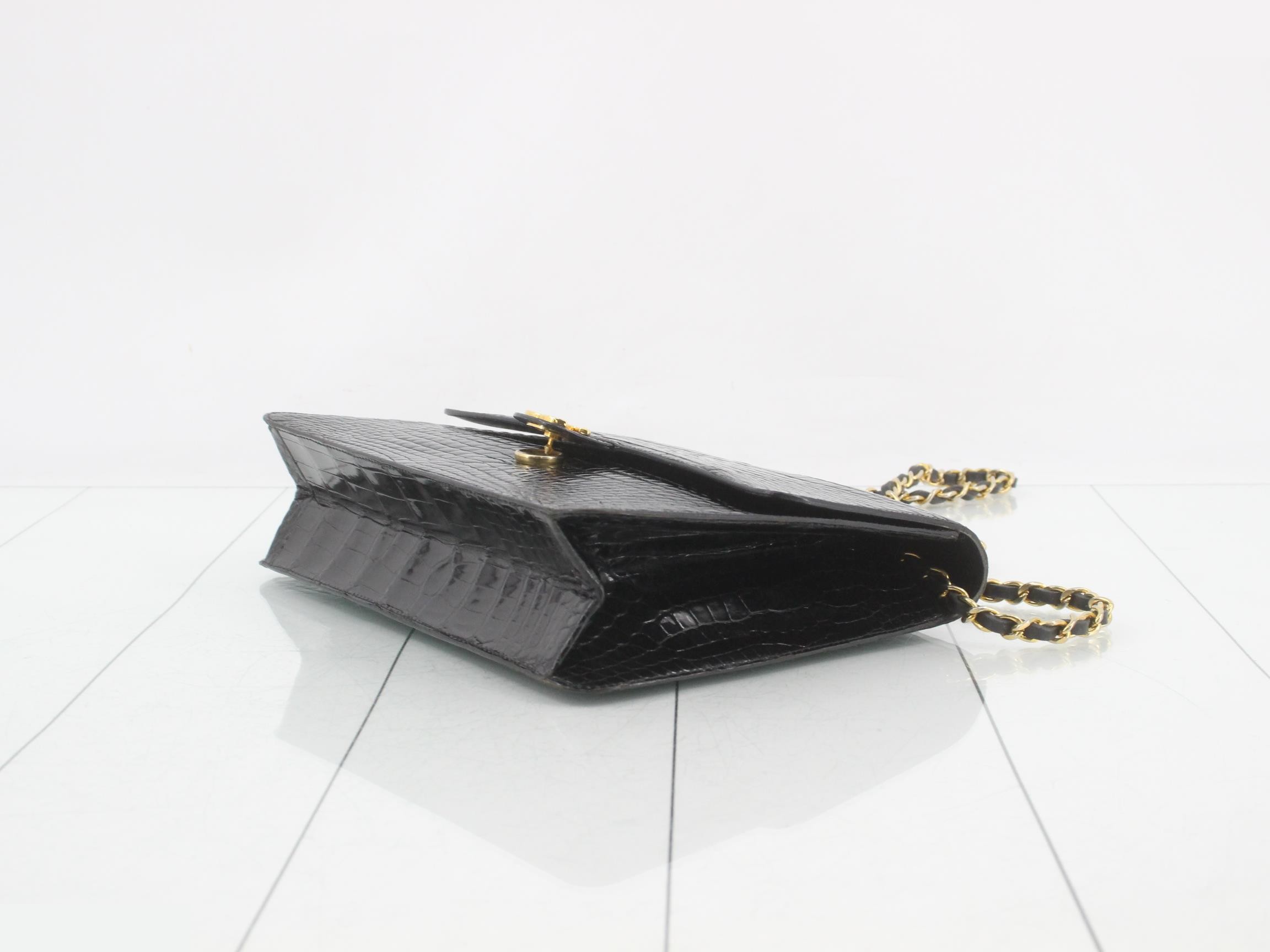 Crocodile Push-Lock Chain Shoulder Bag — view 6