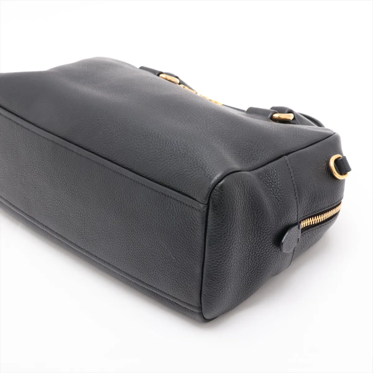 Vitello Leather 2-Way Handbag, Black — view 3