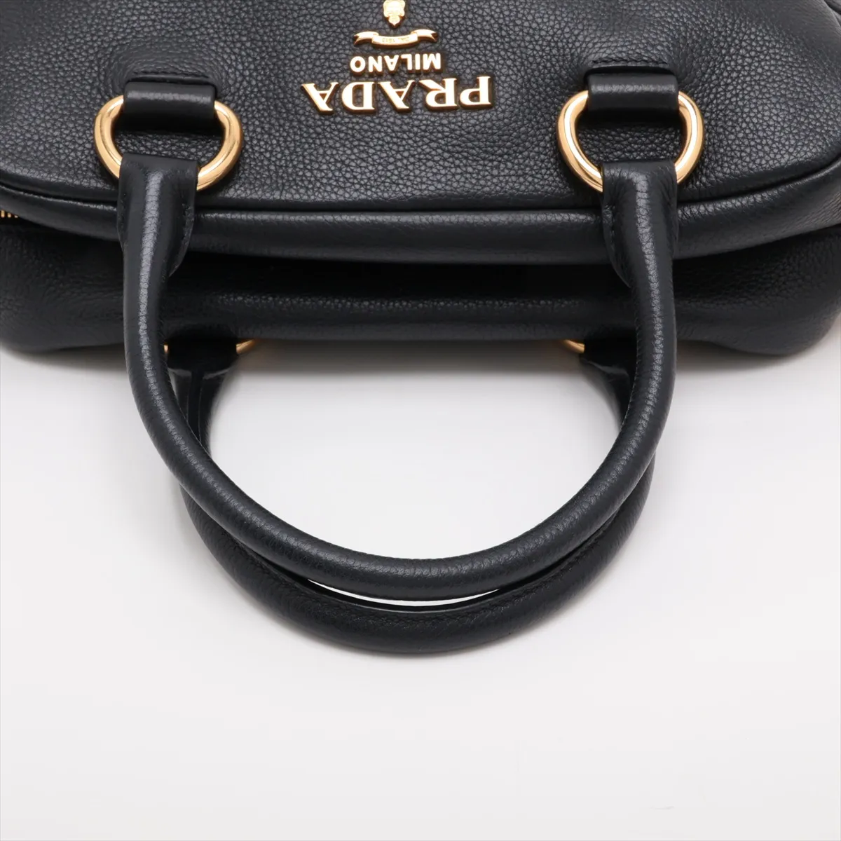 Vitello Leather 2-Way Handbag, Black — view 5