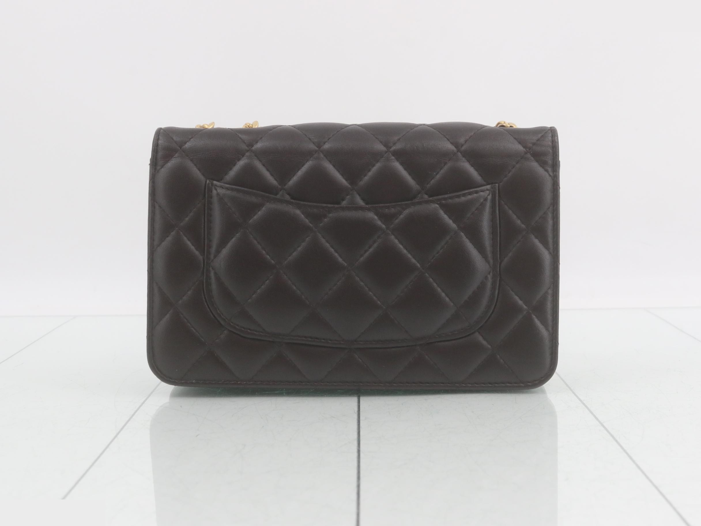 Matelassé Chain Shoulder Bag with Plate — view 2