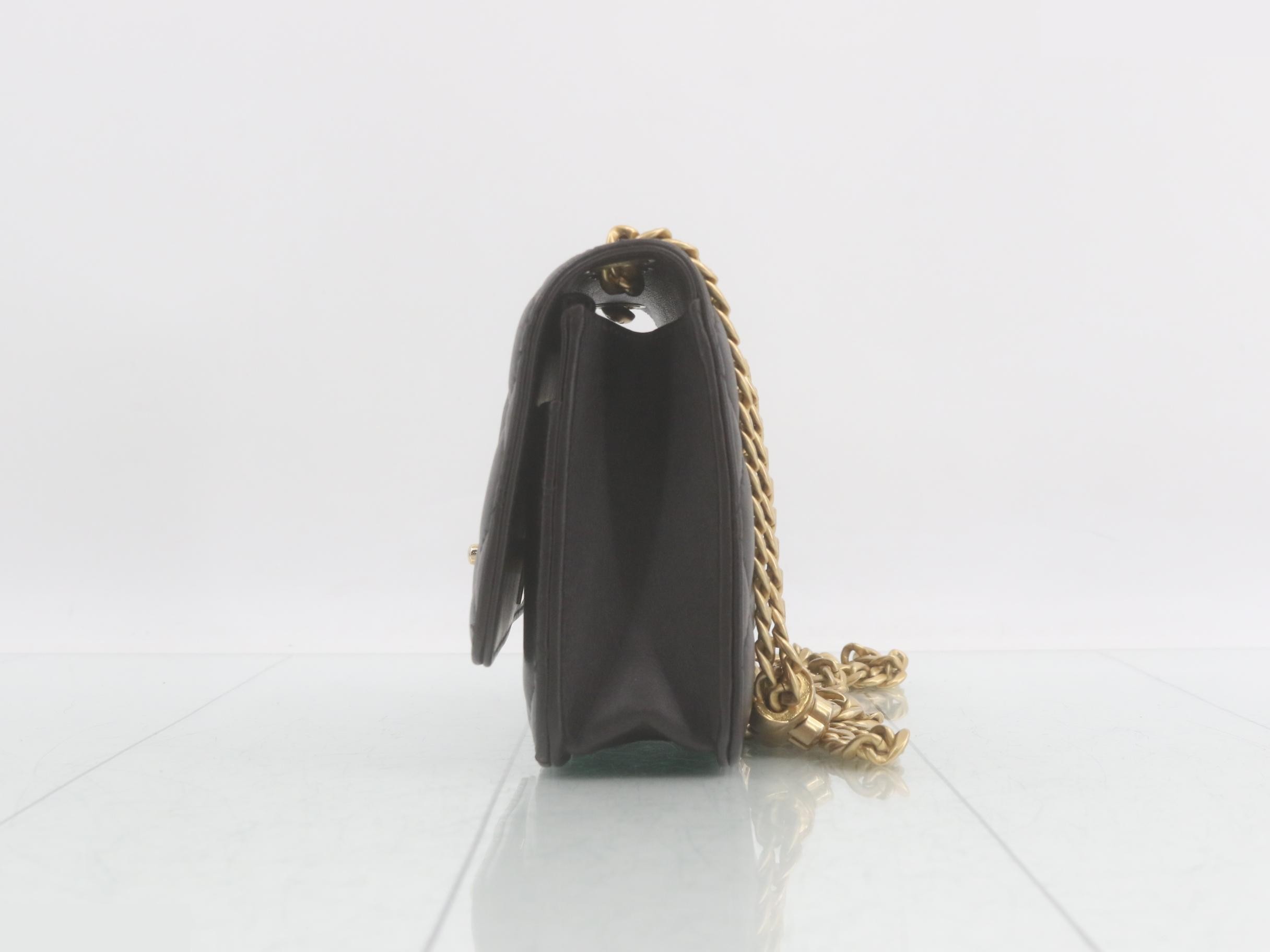 Matelassé Chain Shoulder Bag with Plate — view 3