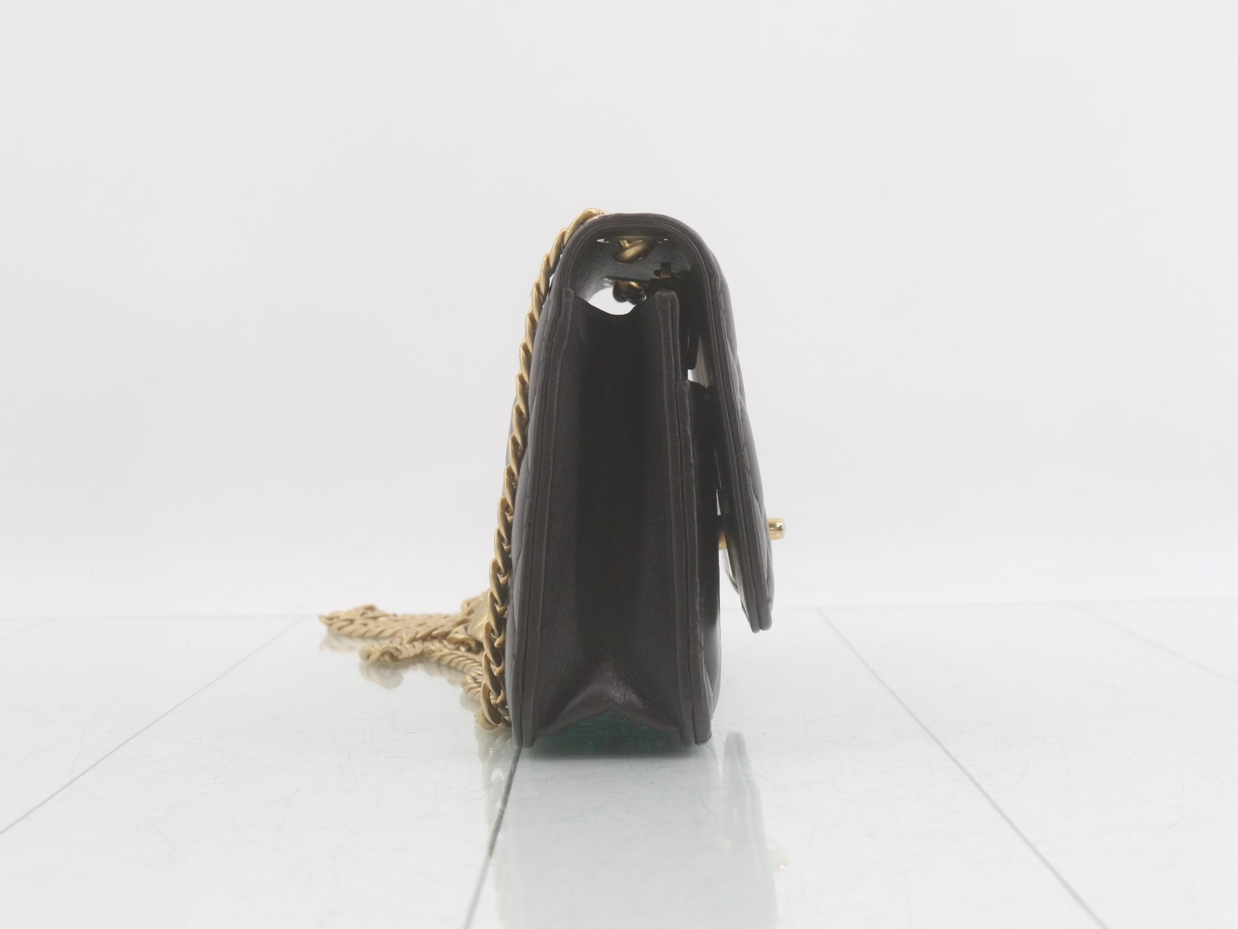 Matelassé Chain Shoulder Bag with Plate — view 4