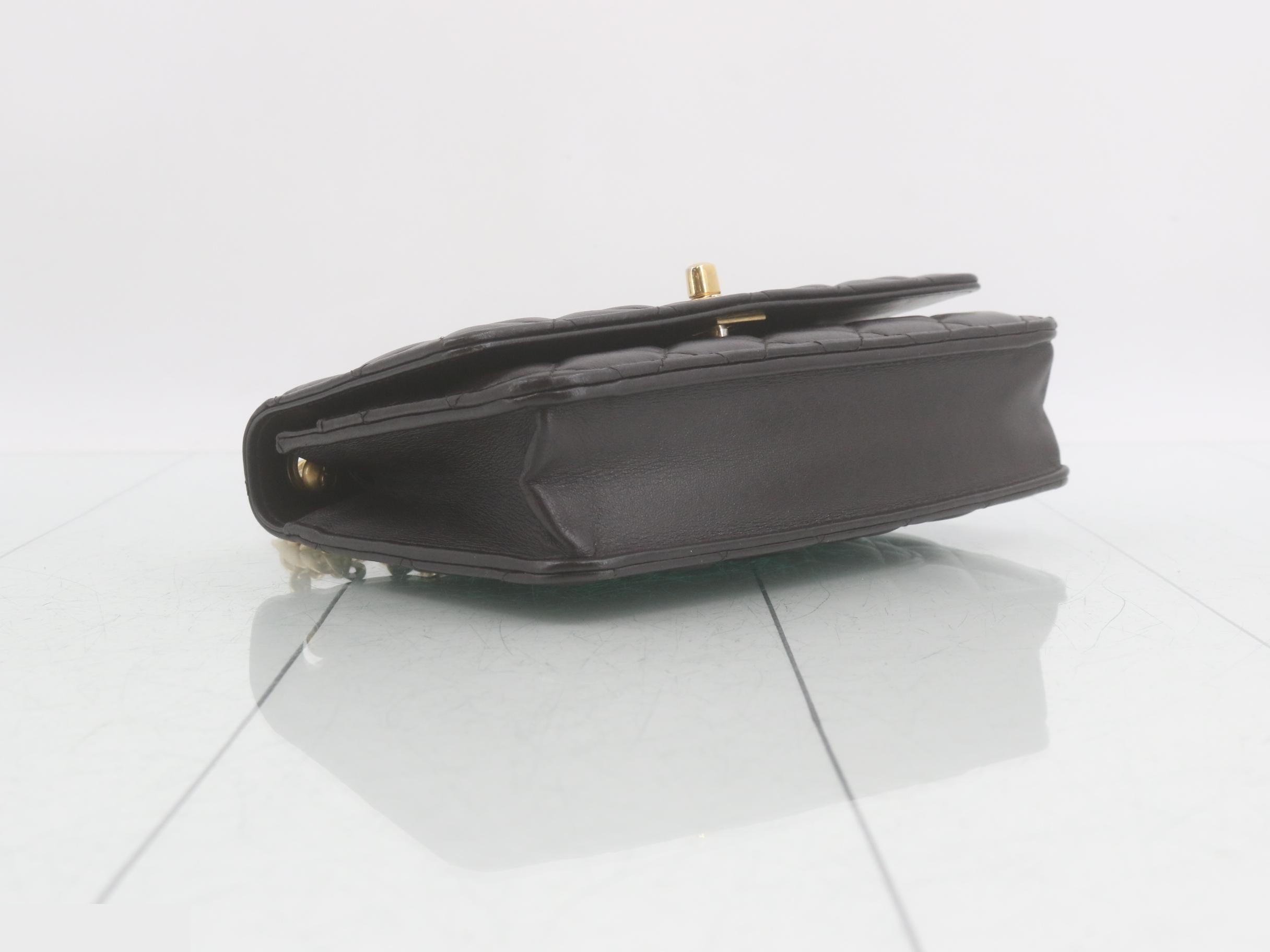 Matelassé Chain Shoulder Bag with Plate — view 5