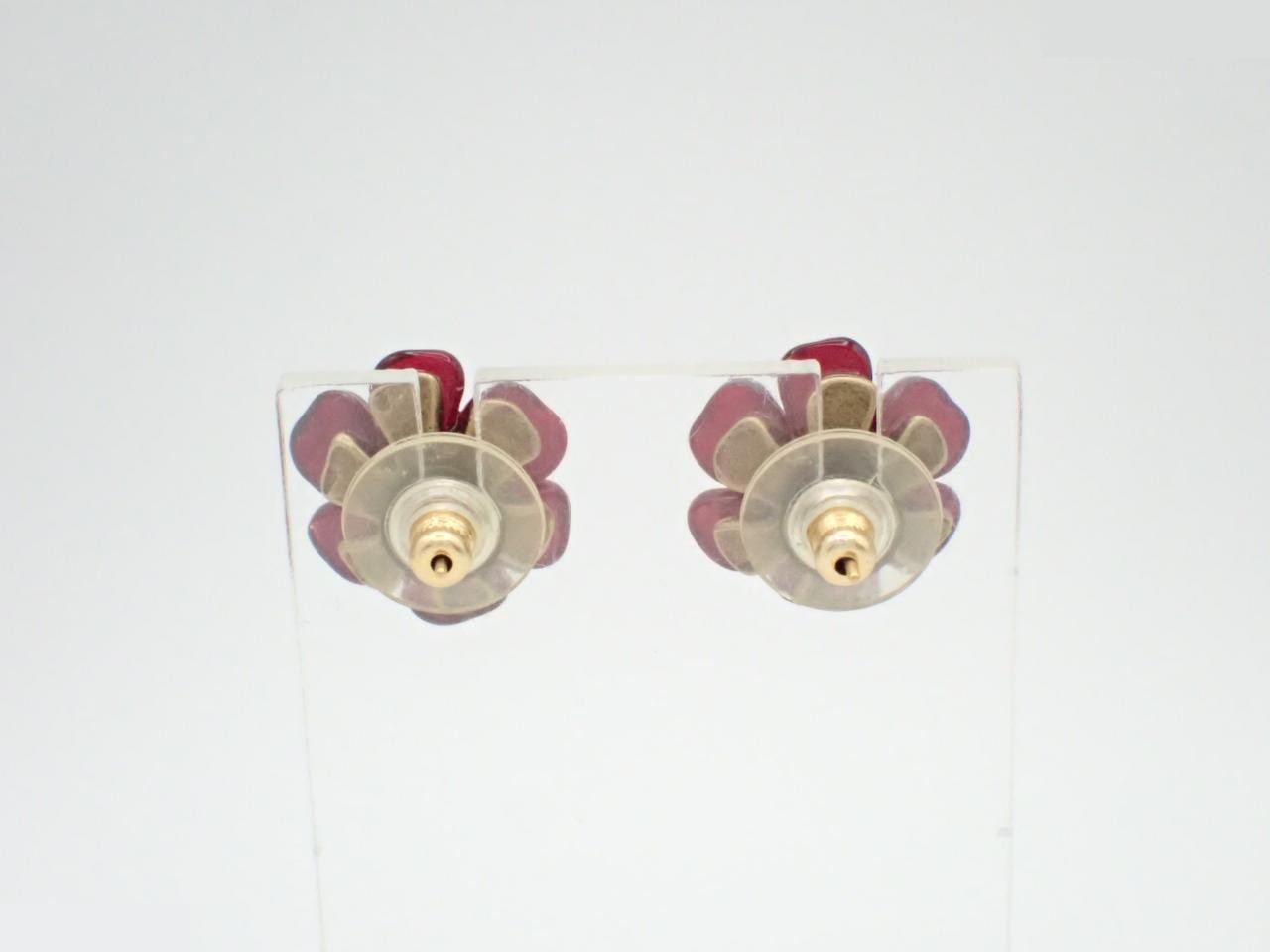 Coco Mark Flower Earrings, Red, 00A — view 2