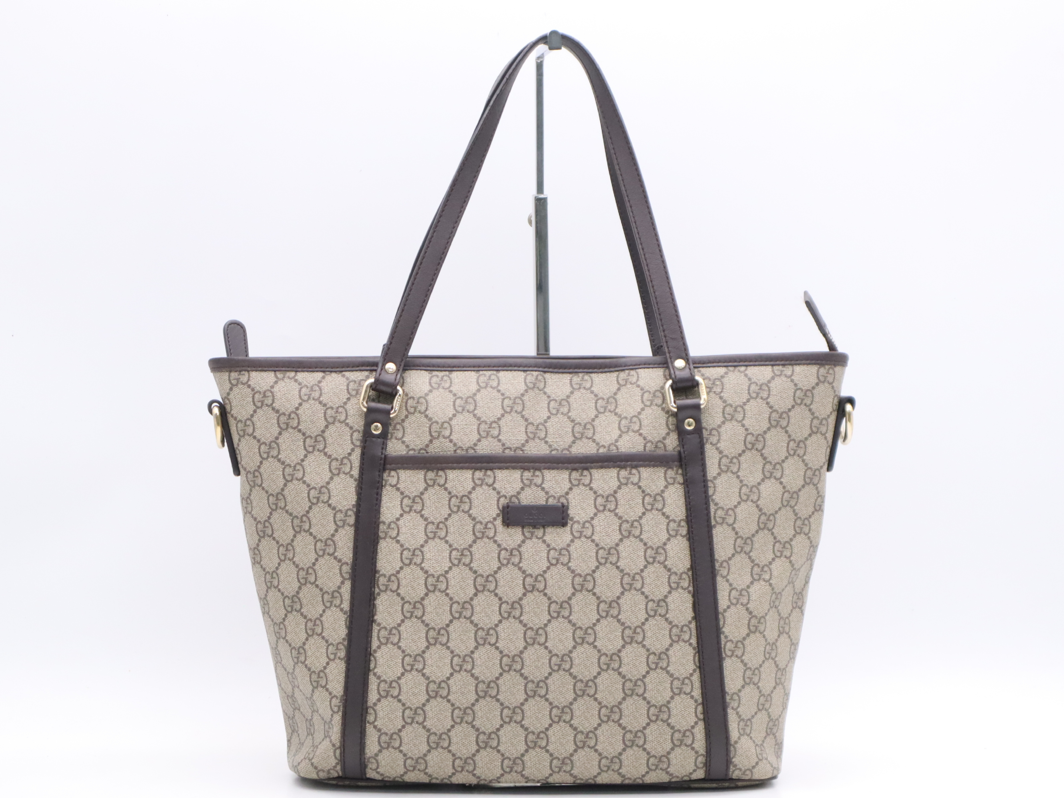 388929 Canvas x Leather GG Supreme Tote Bag Beige Gold Hardware Tote Bag