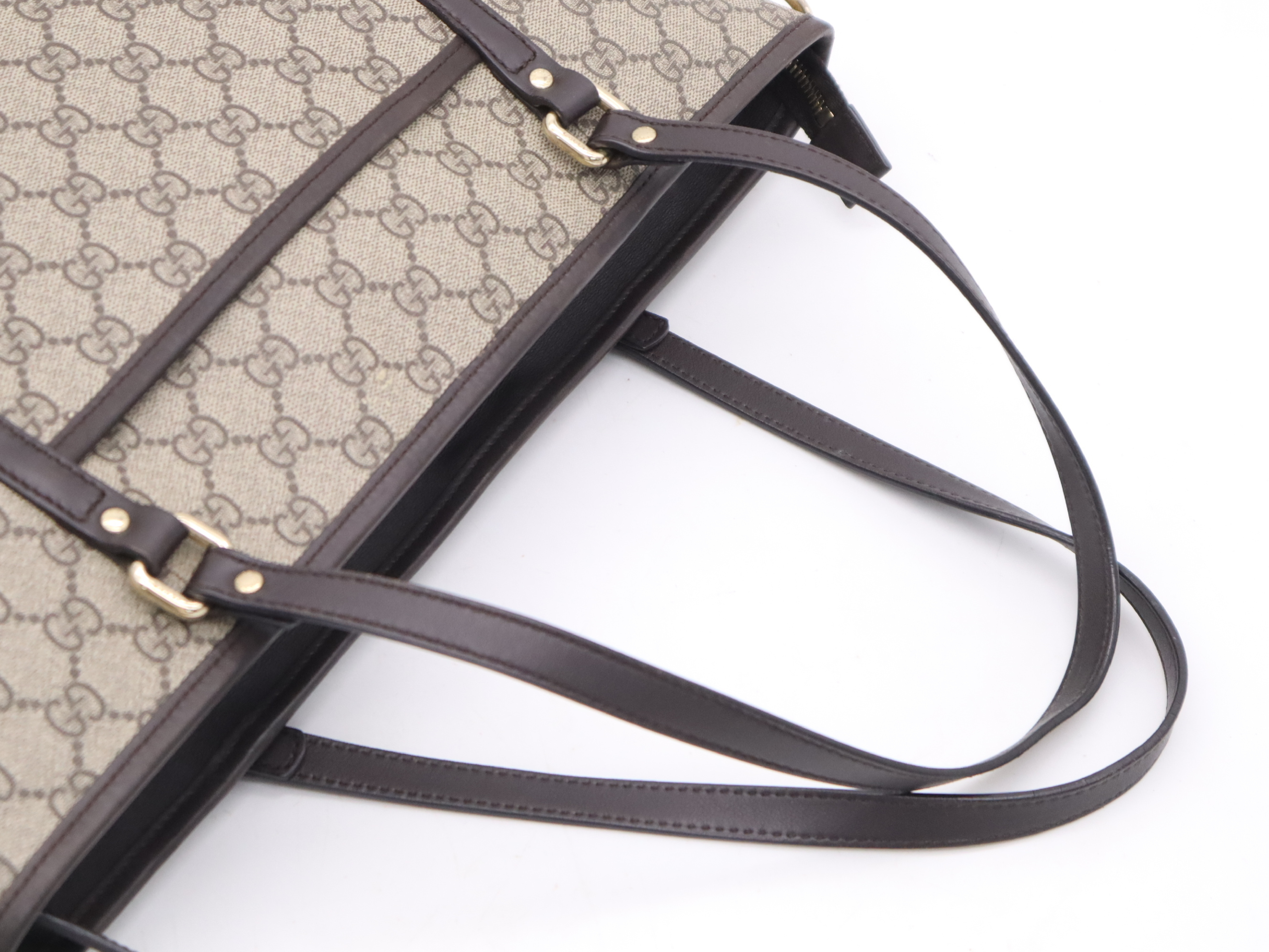 388929 Canvas x Leather GG Supreme Tote Bag Beige Gold Hardware Tote Bag — view 6
