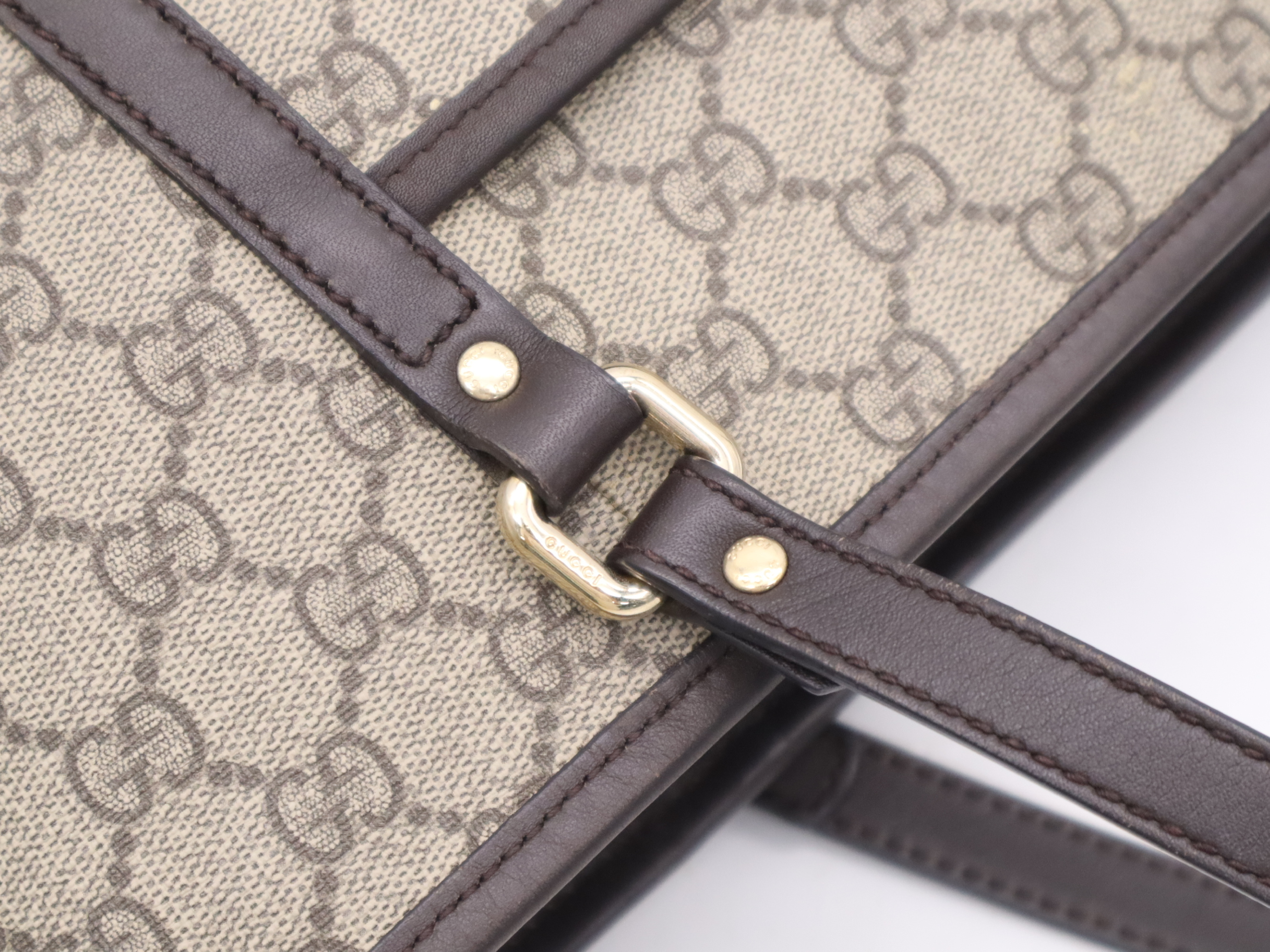 388929 Canvas x Leather GG Supreme Tote Bag Beige Gold Hardware Tote Bag — view 7