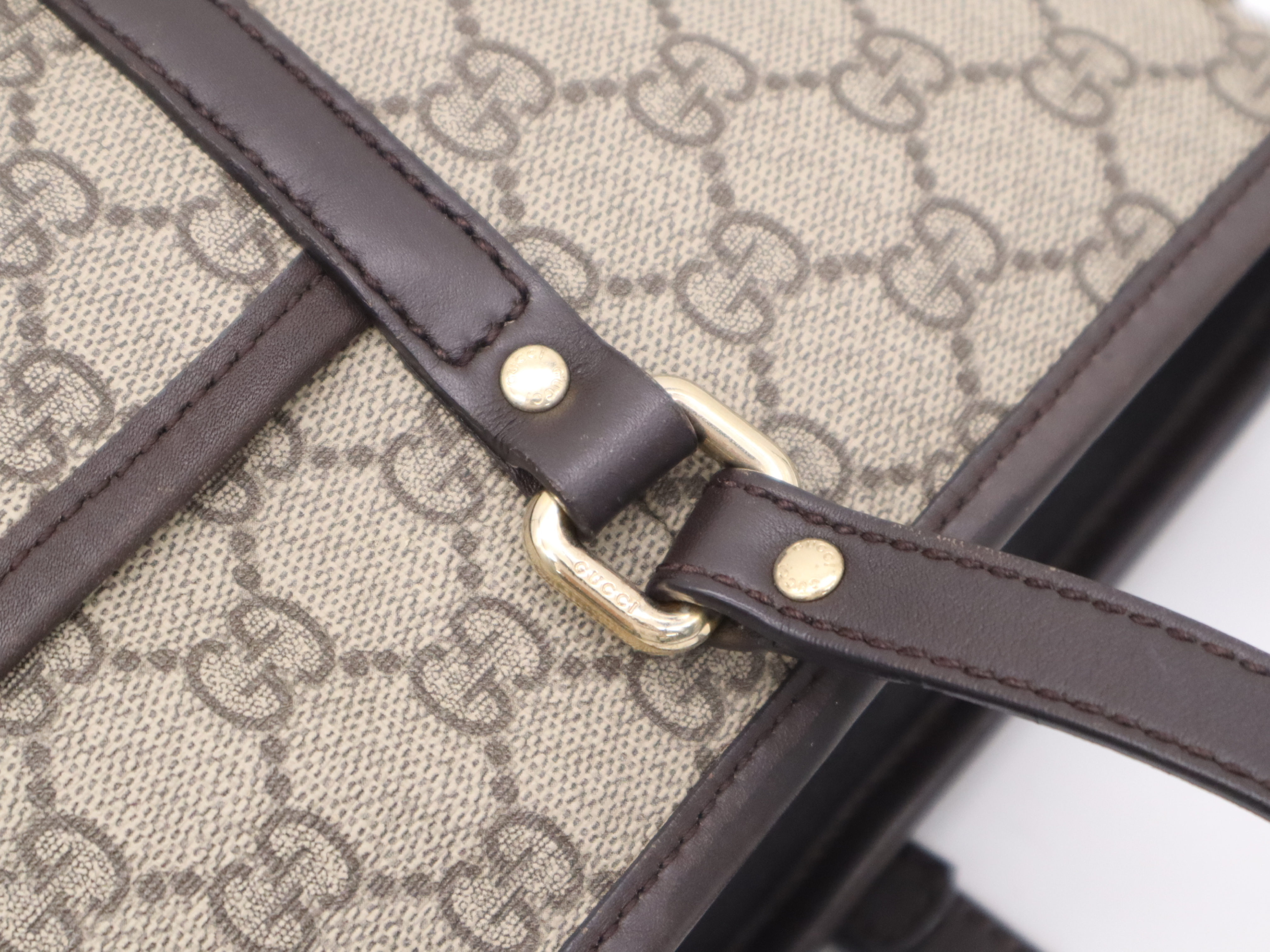 388929 Canvas x Leather GG Supreme Tote Bag Beige Gold Hardware Tote Bag — view 8