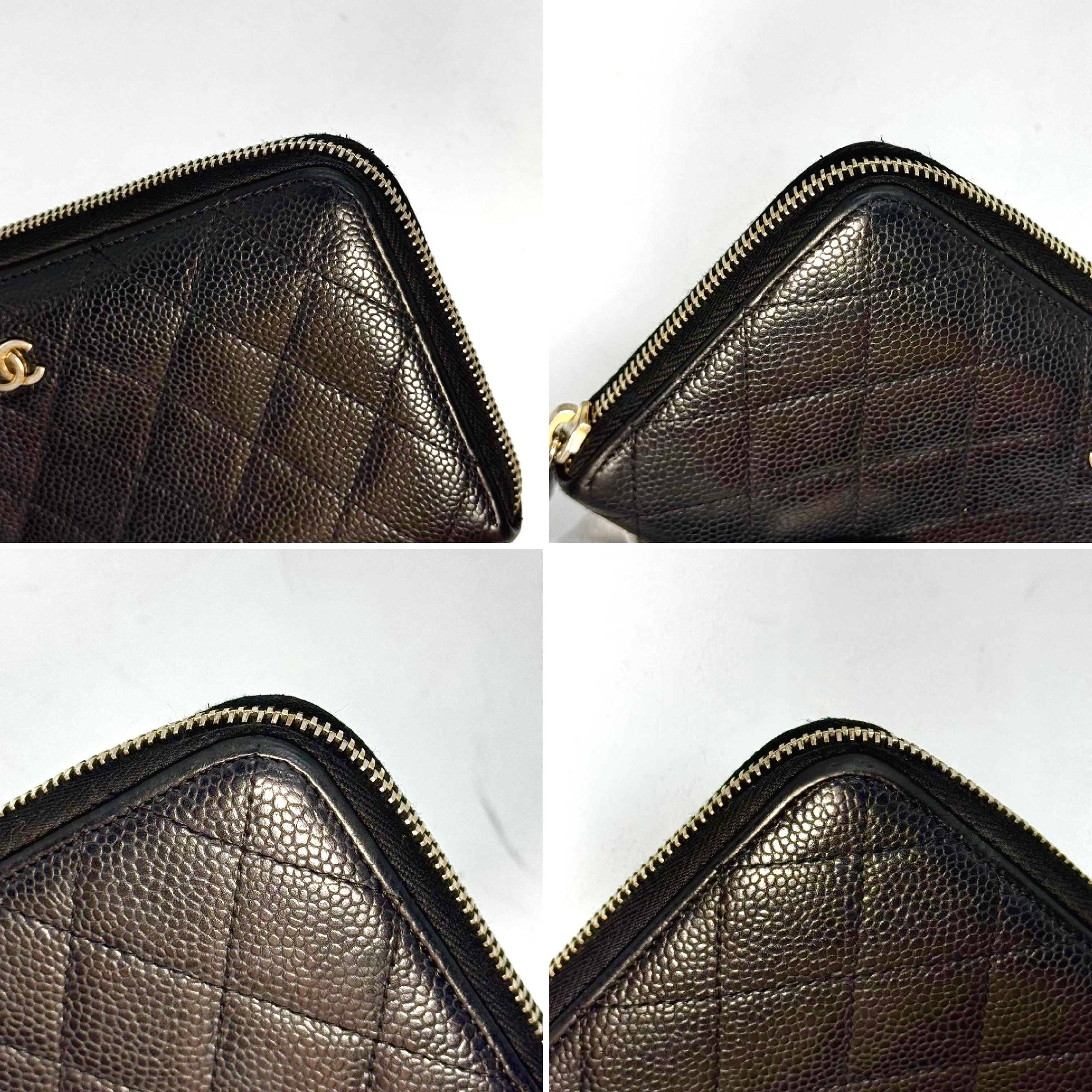 Matelassé Caviar Skin Round Zip Long Wallet Black 19150228 Wallet — view 4