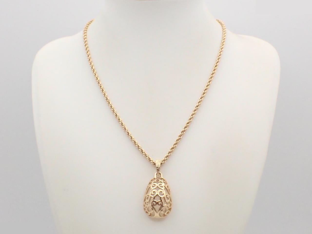Necklace with arabesque pattern and logo, gold, chain approximately 52cm — view 3