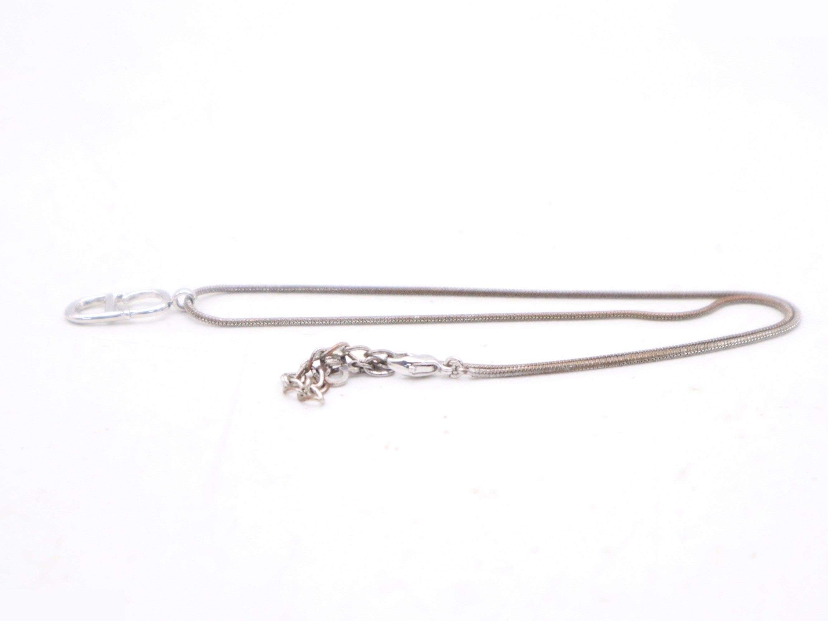 Metal CD logo snake chain necklace, chain approximately 44cm long. — view 3