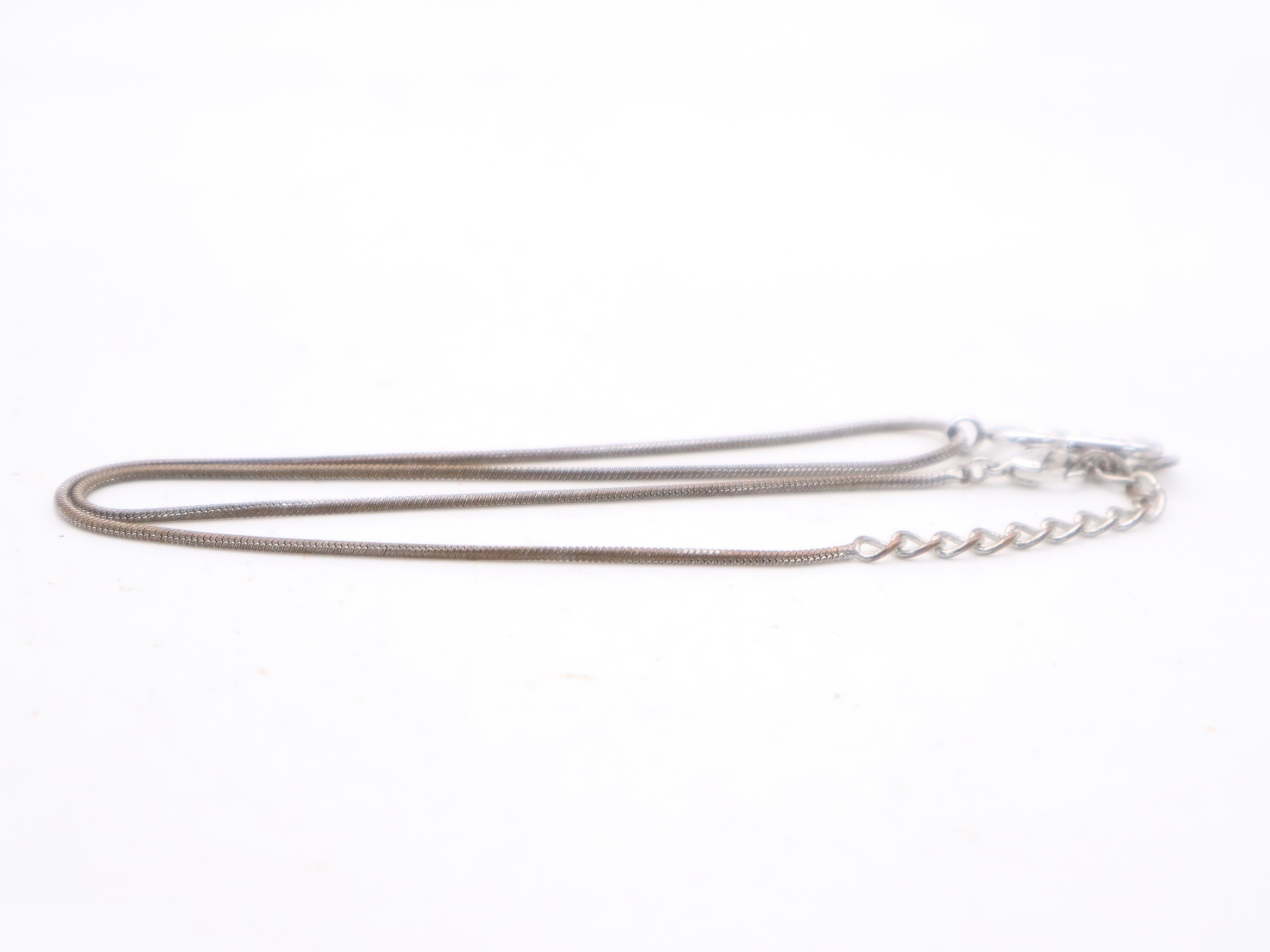 Metal CD logo snake chain necklace, chain approximately 44cm long. — view 5
