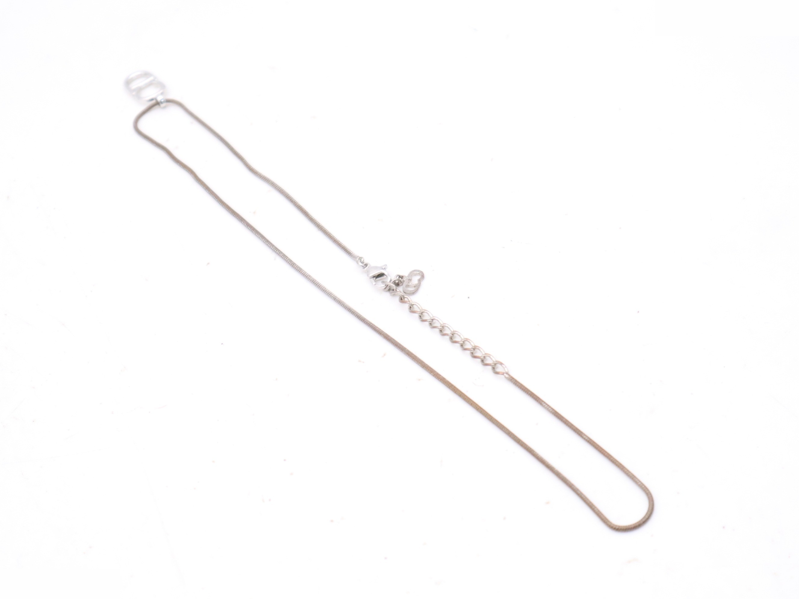 Metal CD logo snake chain necklace, chain approximately 44cm long. — view 6