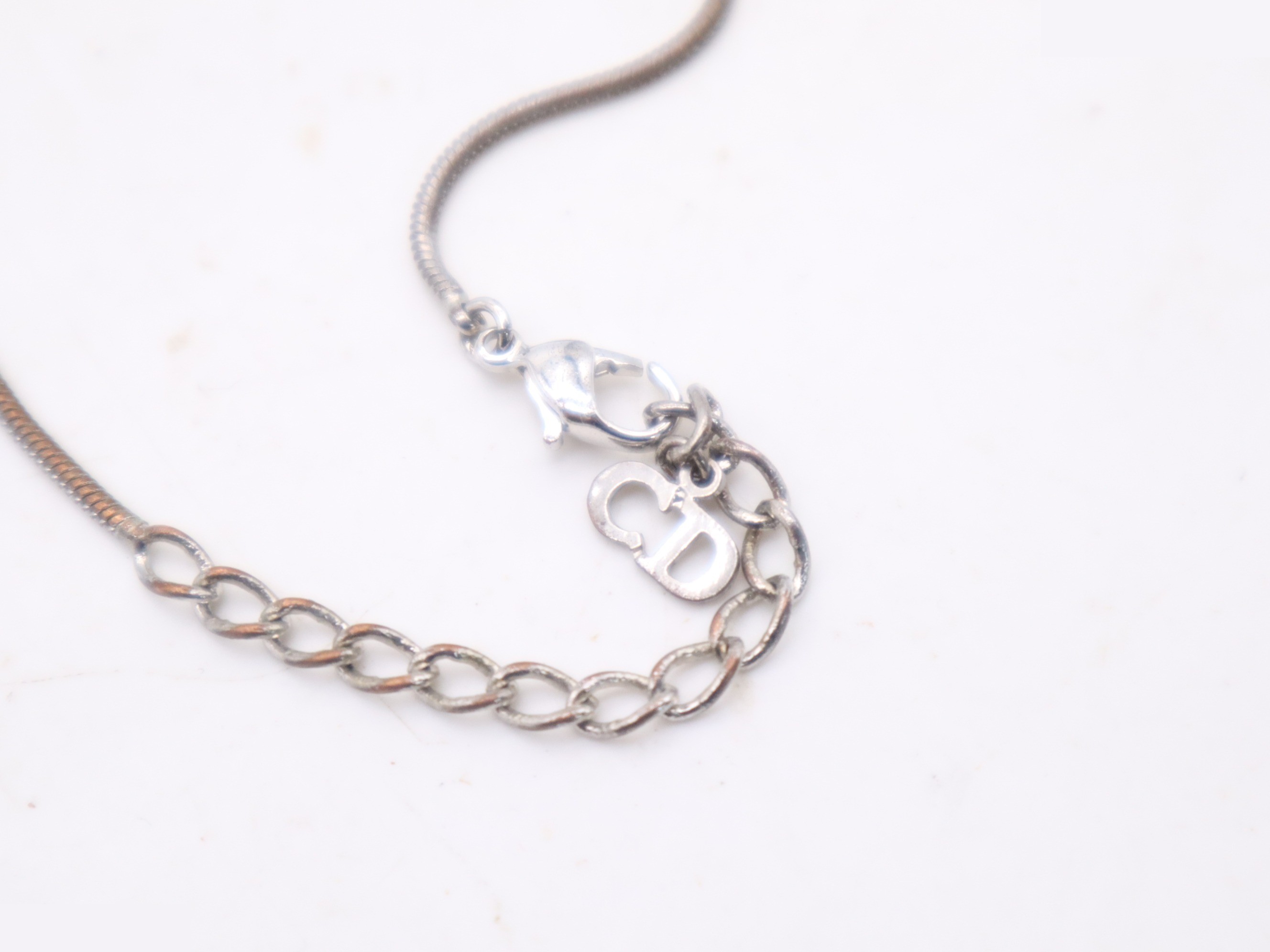 Metal CD logo snake chain necklace, chain approximately 44cm long. — view 7