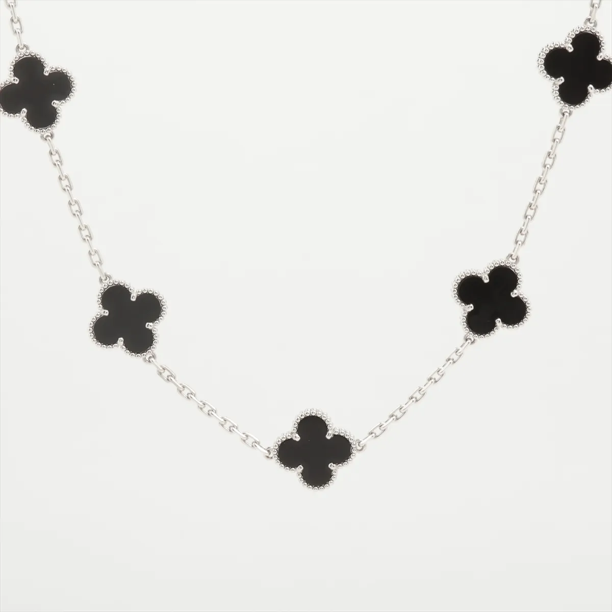 Vintage Alhambra 10P Onyx Necklace 750(WG) 23.9g JF532398 Stone
