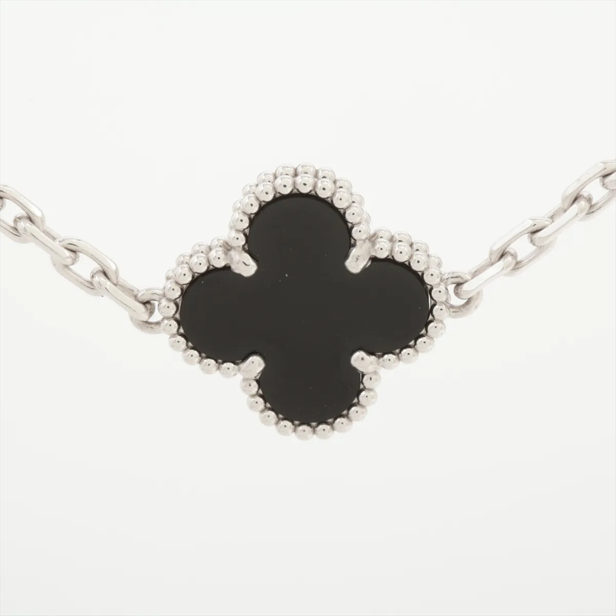 Vintage Alhambra 10P Onyx Necklace 750(WG) 23.9g JF532398 Stone — view 2