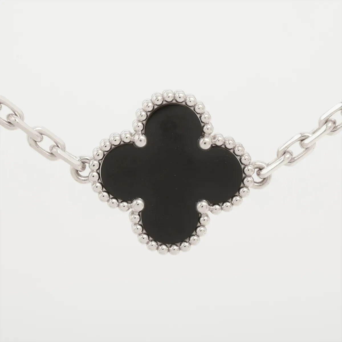 Vintage Alhambra 10P Onyx Necklace 750(WG) 23.9g JF532398 Stone — view 3