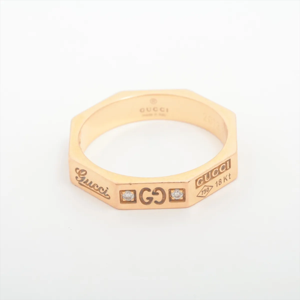 Octagonal Diamond Ring, 750 (PG), 3.6g, 11 Initials, Scratches — view 2