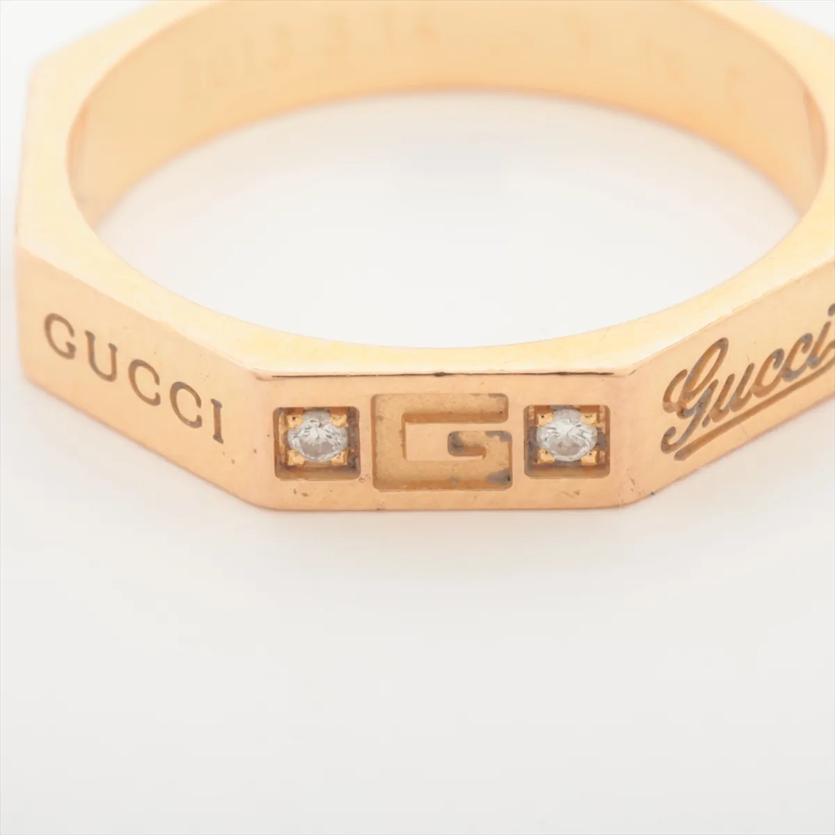 Octagonal Diamond Ring, 750 (PG), 3.6g, 11 Initials, Scratches — view 3
