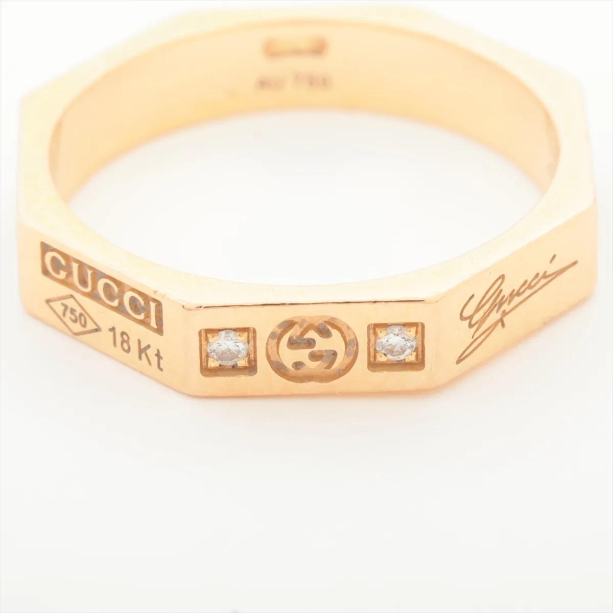 Octagonal Diamond Ring, 750 (PG), 3.6g, 11 Initials, Scratches — view 4