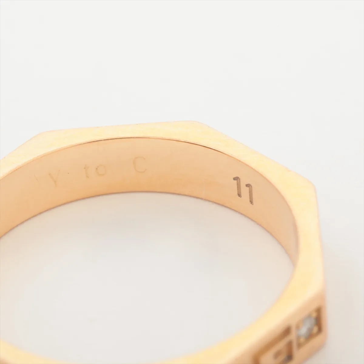 Octagonal Diamond Ring, 750 (PG), 3.6g, 11 Initials, Scratches — view 7