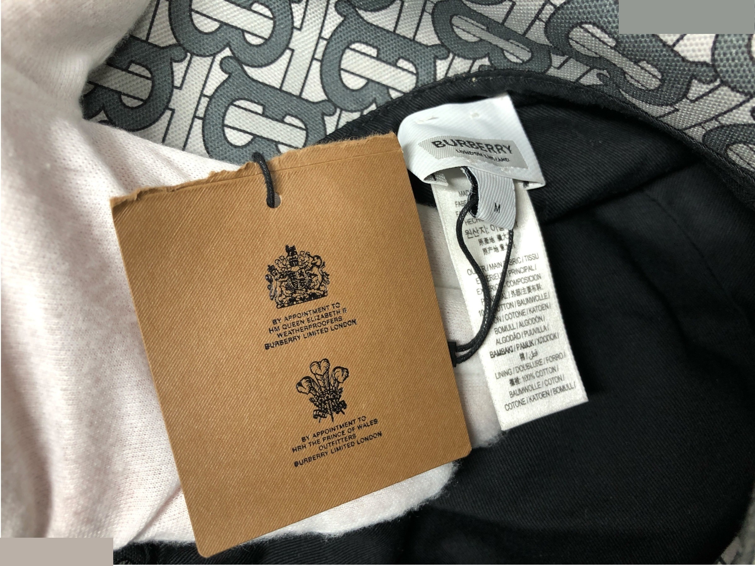 Unused, with tags attached, Burberry bucket hat, TB all-over pattern. — view 2