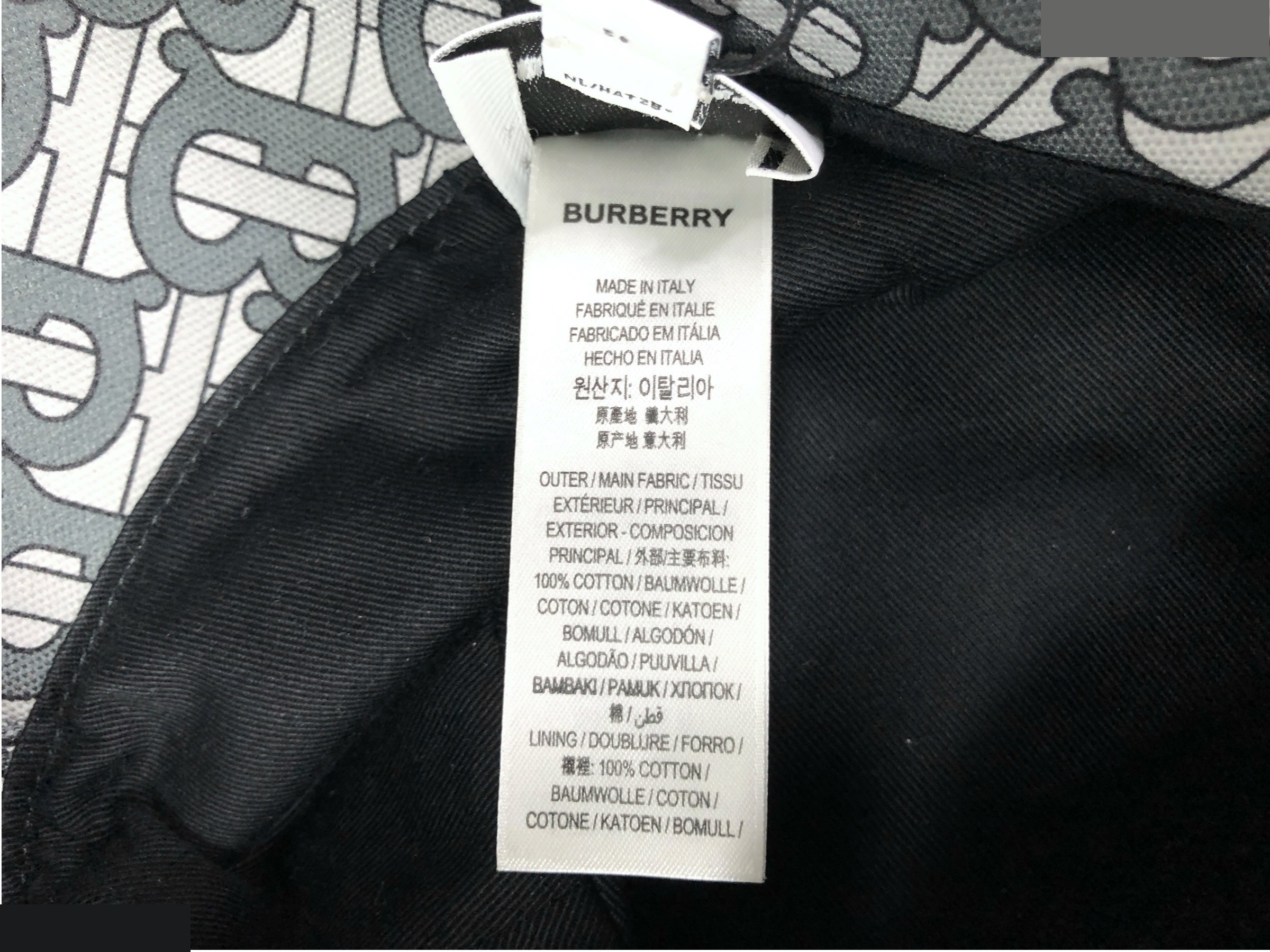 Unused, with tags attached, Burberry bucket hat, TB all-over pattern. — view 11