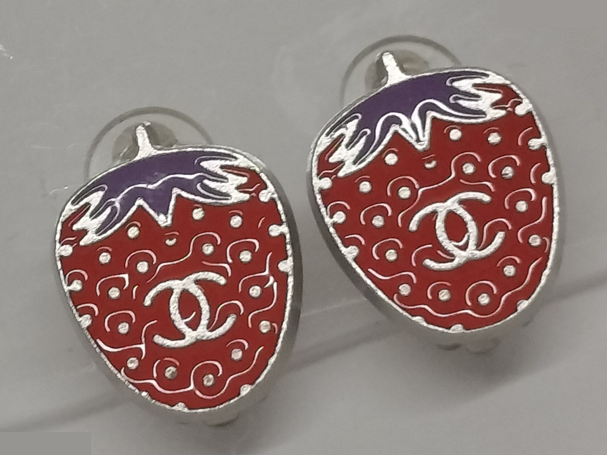 Coco Strawberry Silver Earrings — view 5