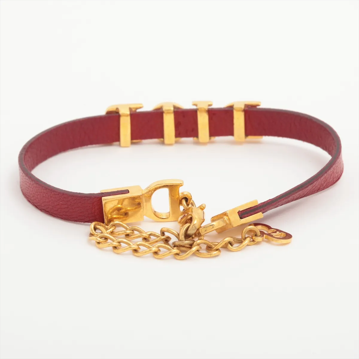 logo bracelet, GP x leather, red x gold. Shows signs of wear: — view 2
