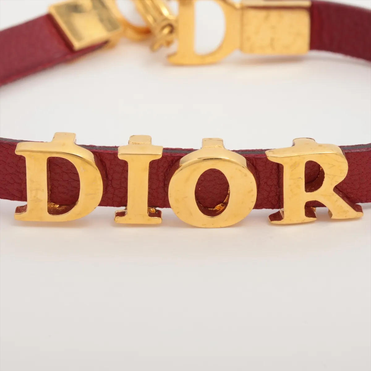 logo bracelet, GP x leather, red x gold. Shows signs of wear: — view 3