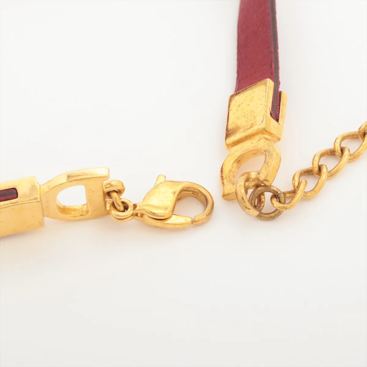 logo bracelet, GP x leather, red x gold. Shows signs of wear: — view 5