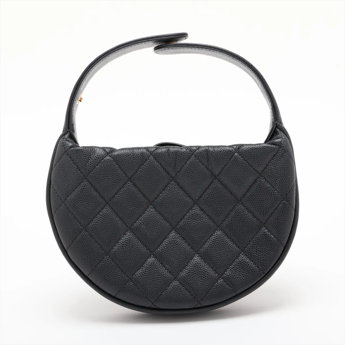Matelassé Caviar Skin Handbag, Black with Gold Hardware, NA0468TH, Random Serial Number — view 2