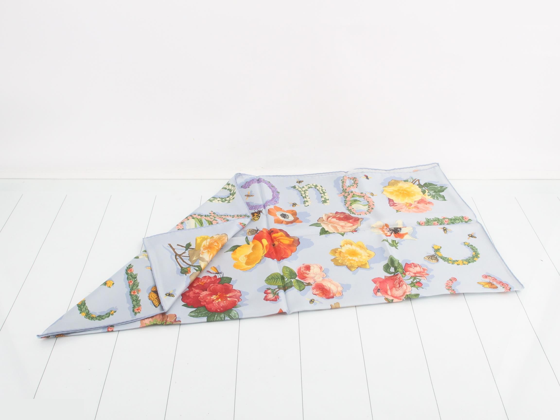 Scarf, floral pattern, bee, 100% silk — view 3
