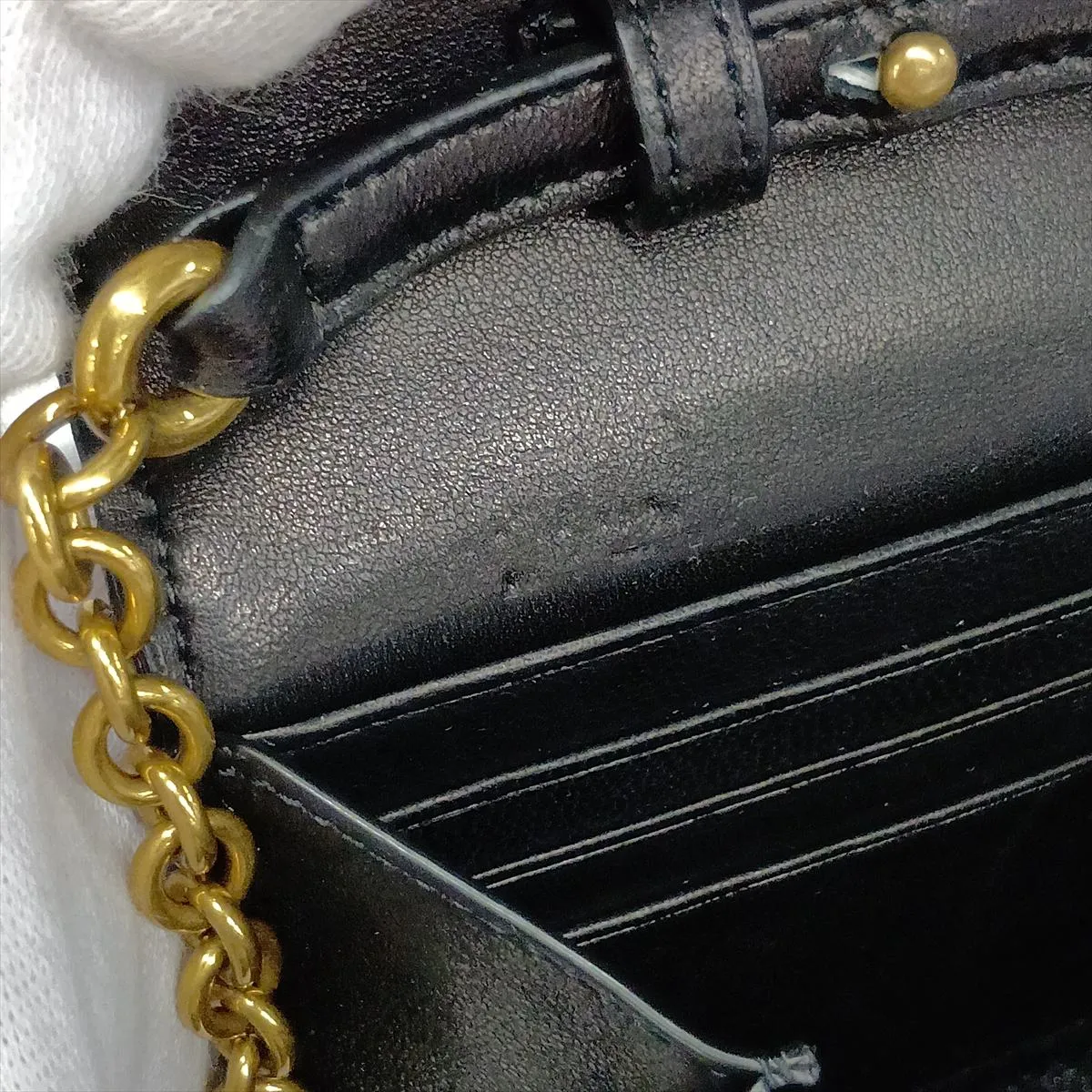 Leather Chain Wallet, Black, 738109 — view 12